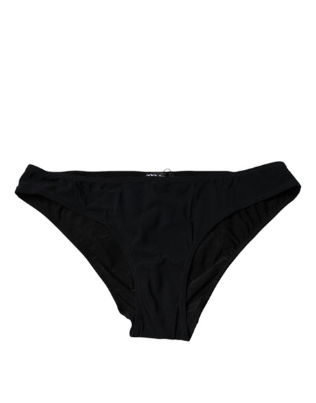 Dolce & Gabbana Black Nylon Stretch Mid Waist Panty Underwear