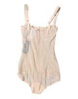 Dolce & Gabbana Beige Tulle Balconette Bra Bodysuit Underwear
