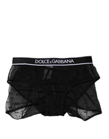 Dolce & Gabbana Black Tulle Nylon Mid Waist Panty Underwear