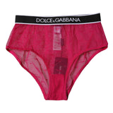 Dolce & Gabbana Fuchsia Tulle Nylon Mid Waist Panty Underwear