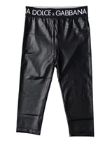 Dolce & Gabbana Black Logo Nylon Cropped Tights Pants Underwear