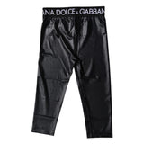 Dolce & Gabbana Black Logo Nylon Cropped Tights Pants Underwear