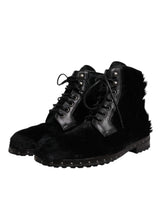 Dolce & Gabbana Black Pony Style Leather Mid Calf Boots Shoes