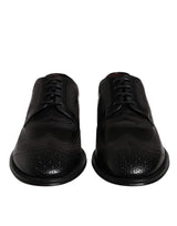 Dolce & Gabbana Black Embroidered Classic Leather Derby Dress Shoes