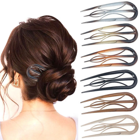FDKYOEK 6PCS French Hair Pins Styling Hair Pins for Women Girls U Shaped Chignon Hair Pins for Buns Hairpins for Twist Thin Thick Hair Hair Stick Pin Hairstyle Accessories