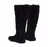 Dolce & Gabbana Black Xiangao Lamb Fur Leather Boots Shoes
