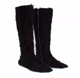 Dolce & Gabbana Black Xiangao Lamb Fur Leather Boots Shoes