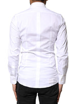 Dolce & Gabbana White GOLD Cotton Long Sleeves Dress Shirt