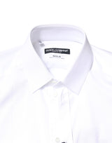 Dolce & Gabbana White GOLD Cotton Long Sleeves Dress Shirt