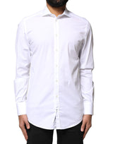 Dolce & Gabbana White GOLD Cotton Long Sleeves Dress Shirt