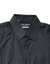 Dolce & Gabbana Dark Blue GOLD Cotton Long Sleeves Dress Shirt