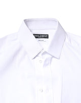 Dolce & Gabbana White GOLD Cotton Long Sleeves Dress Shirt