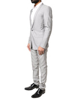 Dolce & Gabbana Light Gray Wool GOLD 2 Piece Formal Suit