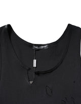 Dolce & Gabbana Black Cotton Rip Style Sleeveless Men Tank T-shirt