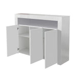Living Room Sideboard Storage Cabinet Black High Gloss With LED Light