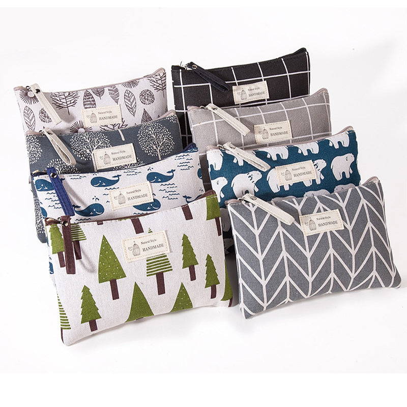 Portable Canvas Cosmetic Bag for Women - Makeup & Toiletries