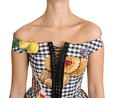 Dolce & Gabbana Chic Checkered Corset Top Blouse