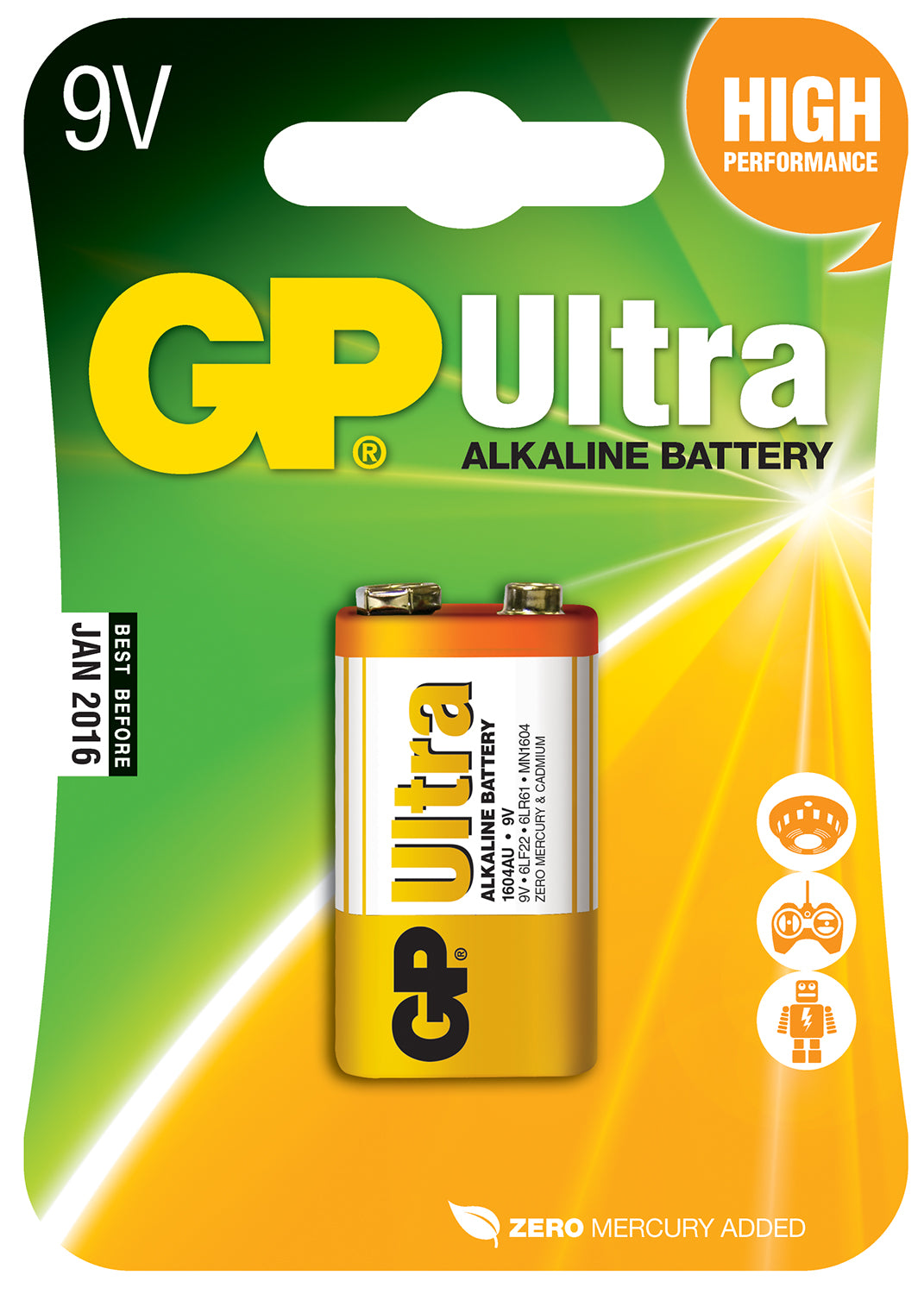 GP Ultra Alkaline Battery PP3 9V 656.020UK