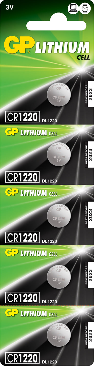 GP Lithium Button Cell CR1220 3V/36mAh 5-pack 656.252UK
