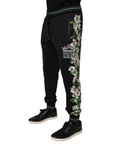 Dolce & Gabbana Black Floral King Men Jogger Sweatpants Pants