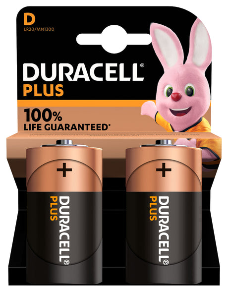 Duracell Alkaline D Plus Batteries 2pcs