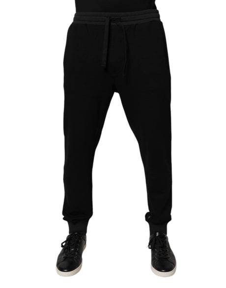 Dolce & Gabbana Black Logo Men Jogger Cotton Sweatpants Pants