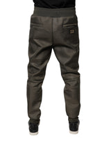 Dolce & Gabbana Brown Lambskin Leather Men Sweatpants Pants