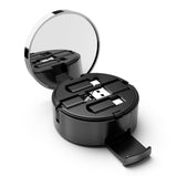 Compact 3-in-1 Makeup Mirror with Built-in Cable
