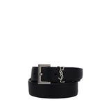 Saint Laurent Black Calf Leather Bos Taurus Regular Belt
