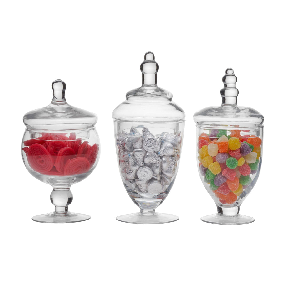 Elements Glass Apothecary Jars Set Of 3 Clear Wedding Decor Candy Buffet Bathroom Storage Table Centerpiece