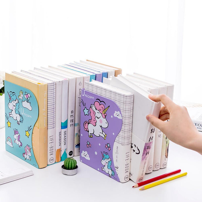 Foldable Bookshelf with Unicorn Design and Storage