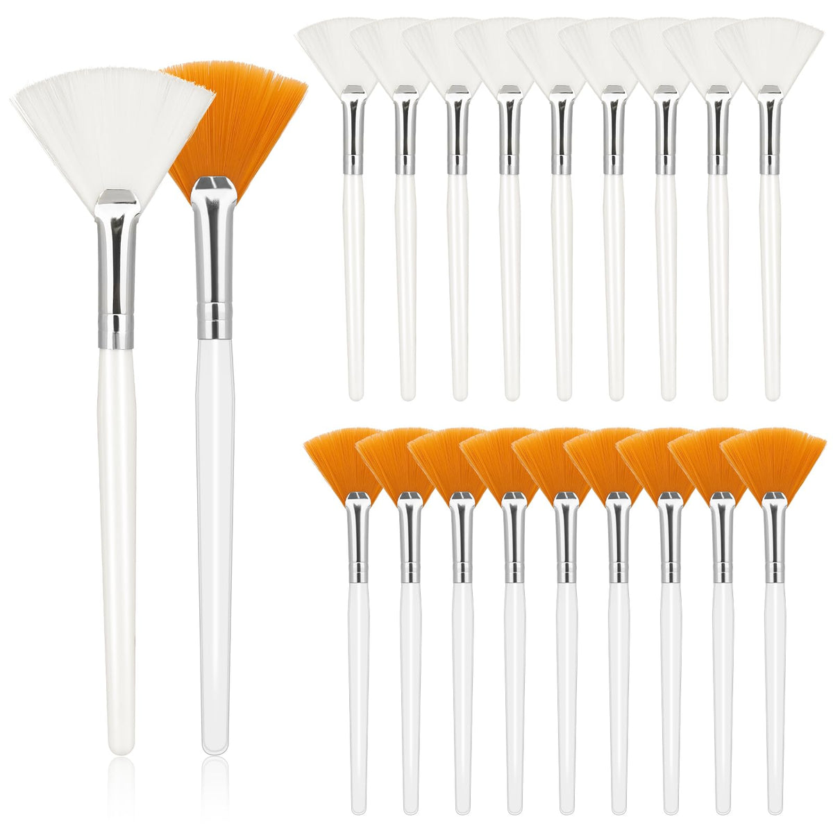 Prasacco 20 Pieces Fan Brushes Soft Facial Mask Brush Esthetician Cosmetic Brush Makeup Face Mask Brush for Women Girls Facial Applicator Brush Makeup Applicator Tools for Mud Cream (White Yellow)