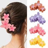 Amariver Hair Clip 4PCS Flower Hair Claws for Women & Girls Tropical Style Strong Hold Acrylic Floral Theme Hair Accessories for Thick Thin Hair Party Wedding Beach Versatile Use
