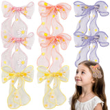 8 PCS Tulle Hair Clips Cute Tulle Bow Clip Large Daisy Hair Alligator Clips Colorful Hair Barrettes Handmade Cute Wedding Hair Accessories for Baby Girls Infants Toddler Teens Women