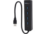StarTech.com 4-Port USB 3.0 Hub with Built-in Cable - SuperSpeed Laptop USB Hub - Portable USB Splitter - Mini USB Hub (ST4300PBU3) Black