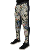 Dolce & Gabbana Beige Blue Floral Cotton Men Denim Jeans