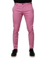Dolce & Gabbana Pink Cotton Slim Fit Men Dress Formal Pants