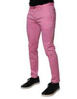 Dolce & Gabbana Pink Cotton Slim Fit Men Dress Formal Pants