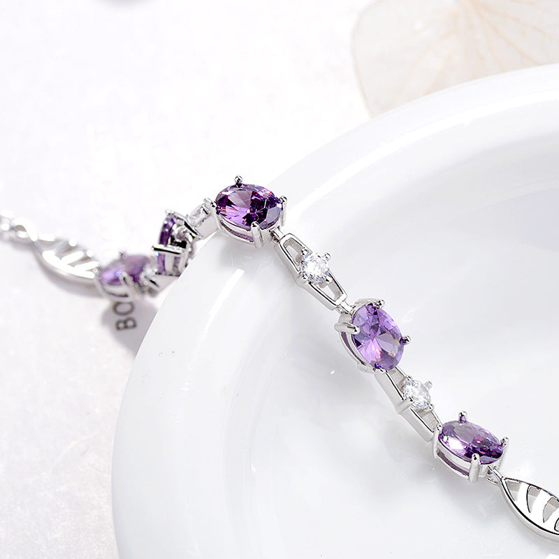 S925 Silver Jewelry with Stylish Amethyst Bracelet