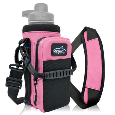 Arca Gear 32 oz Hydro Carrier - Insulated Water Bottle Sling w/Carry Handle Shoulder Strap Wallet and Two Pouches - The Perfect Flask Accessory - Sunset Pink