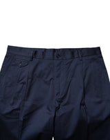 Dolce & Gabbana Dark Blue Cotton Mid Waist Men Bermuda Shorts