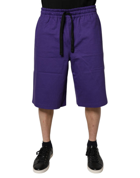 Dolce & Gabbana Purple Cotton Men Bermuda Sweatshorts Shorts