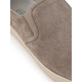 Brunello Cucinelli Beige Leather Slip-On Loafers