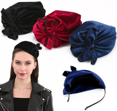 LONEEDY Fascinator Half Beret Hat Headband for WomenCute and Elegant Hairband for Girls Dance Party Hair Accessories (Mixed colors 1)