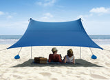 Beach Tent Camping Sun Shelter 10 x 10ft with 4 Sandbags UPF50+ Includes Sand Shovel Ground Pegs & Stability Poles Pop Up Beach Canopy Sunshade for Fishing Backyard Fun or Picnics