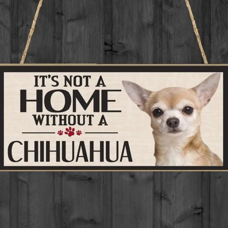 Chihuahua Wooden Plaque Sign for Home Decor (7.9x3.9in)