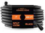 1" X 100 feet Split Wire Loom Flex-Guard Convoluted Tubing – Protective Split Cable Sleeves for Automotive Home Industrial Electrical Wiring – Black