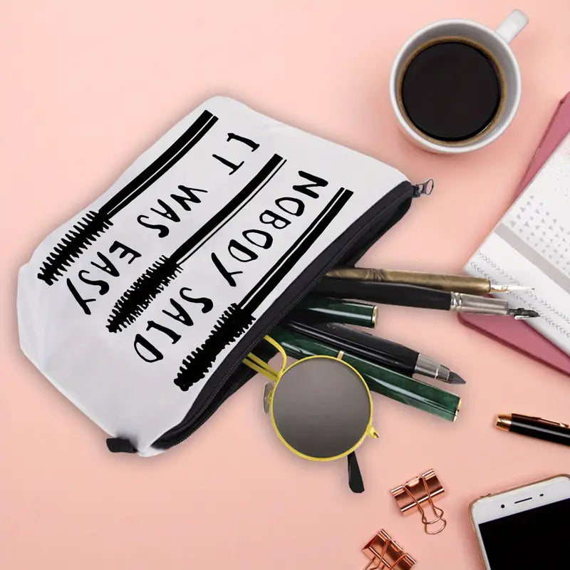 Eyelash Brush & Letter Print Makeup Bag Organizer