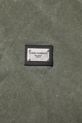 Dolce & Gabbana Army Green Logo Plaque Cotton Polo Shirt T-shirt