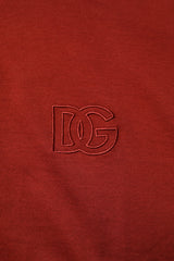 Dolce & Gabbana Red Cotton DG Logo Collared Men Polo T-shirt